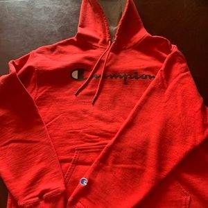 large red champion hoodie